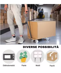 CARRELLO TRASPORTO PIEGHEVOLE EASY SYSTEM CON MANICO E RUOTE PIVOTANTI IN LEGNO PORTATA 200 KG 58X29X1,8 CM