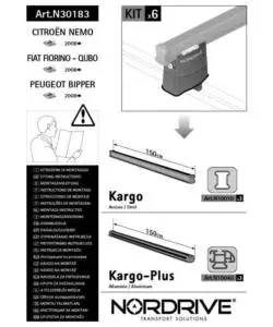 KIT ATTACCHI PER BARRE AUTO PORTATUTTO FIAT FIORINO CITROEN NEMO PEUGEOT BI  N30183