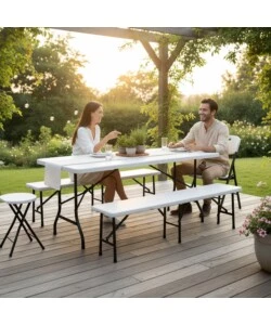 SGABELLO DA CAMPEGGIO PIEGHEVOLE EUROGARDEN IN POLIETILENE BIANCO 33X29,5X46 CM