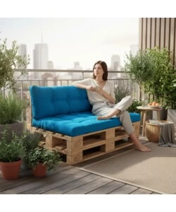 CUSCINO SEDUTA EUROGARDEN PER DIVANO IN PALLET IN TESSUTO TURCHESE 120X80X10 CM