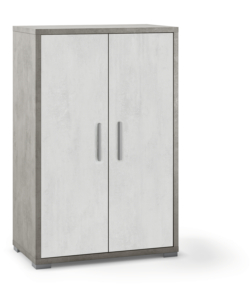 MOBILE 2 ANTE CEMENTO E OSSIDO BIANCO, 71X41X110 CM