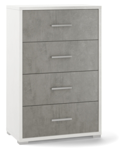 CASSETTIERA 4 CASSETTI CEMENTO E BIANCO, 71X110X41 CM