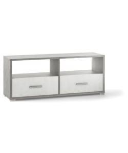 MOBILE 2 CASSETTI BIANCO E CEMENTO, 139X57X41 CM