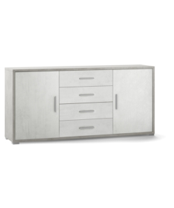 MOBILE 2 ANTE 4 CASSETTI BIANCO E CEMENTO, 174X84X41 CM
