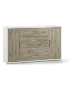 MOBILE 2 ANTE 4 CASSETTI BIANCO E ROVERE 137X84X41 CM