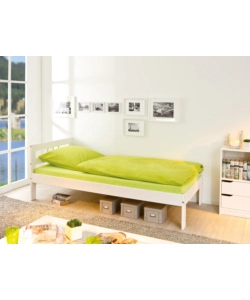 LETTO SINGOLO IN PINO MASSELLO BIANCO 96x206x72 CM