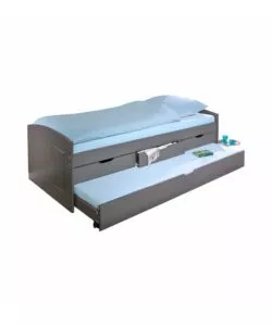LETTO SINGOLO CON 3 CASSETTI E LETTO ESTRAIBILE IN PINO GRIGIO 90X200 CM