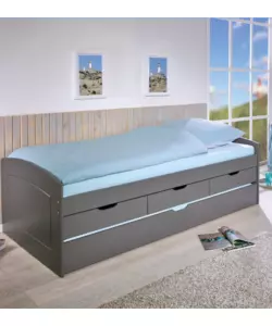 Doppio letto singolo con 3 cassetti grigio 90x200 cm