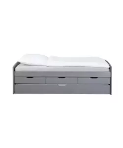 Doppio letto singolo con 3 cassetti grigio 90x200 cm