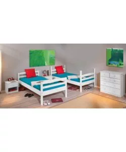 Letto a castello pino massello divisibile in 2 letti bianco 90x200 cm