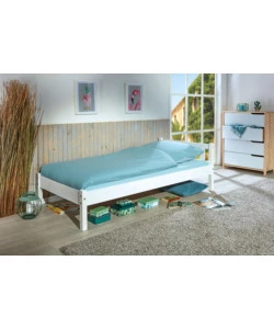 LETTO SINGOLO IN PINO MASSELLO BIANCO 90X190 CM