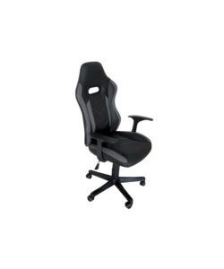 SEDIA DA UFFICIO IN ECOPELLE NERA, 65X63X109-118 CM