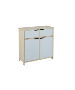 BUFFET 2 ANTE E 2 CASSETTI IN LEGNO E MDF BIANCO LATTE, 80X80X40CM