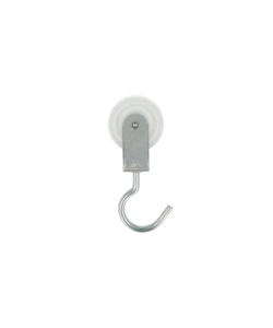 CARRUCOLA AD 1 GOLA CON GANCIO GIREVOLE Ø 40 MM.