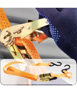 CINGHIA DI ANCORAGGIO 500 KG. CON TENDITORE E CINGHIA CON GANCIO A UNCINO 25 MM. X 4 MT. SET 4 PZ.