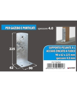 SUPPORTO PESANTE AD "L" DA AVVITARE 90 X 225 SPESSORE 4 MM.