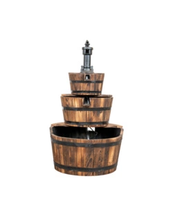 FONTANA DA ESTERNO IN LEGNO A TRE PIANI CON RICIRCOLO D'ACQUA Ø 56X103 CM