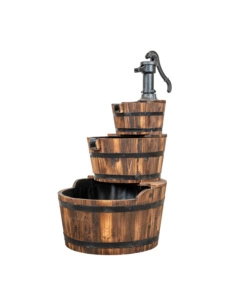 FONTANA DA ESTERNO IN LEGNO A TRE PIANI CON RICIRCOLO D'ACQUA Ø 56X103 CM