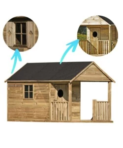 CASETTA DA GIARDINO PER BAMBINI IN LEGNO DOMUS "SZYMON" 170X270X170 CM