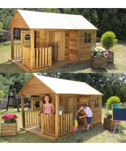 CASETTA DA GIARDINO PER BAMBINI IN LEGNO DOMUS "SZYMON" 170X270X170 CM