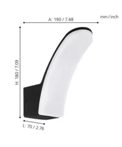 APPLIQUE LED DA ESTERNO EGLO "FIUMICINO" NERO 3000K