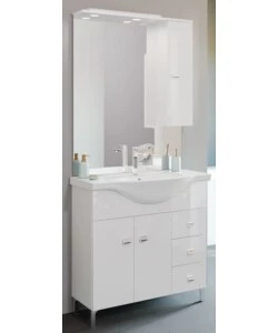 MOBILE BAGNO "SMART 105" CON 2 ANTE E 3 CASSETTI BIANCO LUCIDO, 106X50X193 CM