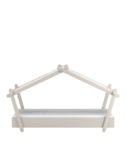 LETTO SINGOLO PER BAMBINI "CASETTA" IN LEGNO GRIGIO 102X223X129 CM