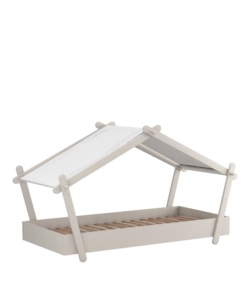 LETTO SINGOLO PER BAMBINI "CASETTA" IN LEGNO GRIGIO 102X223X129 CM