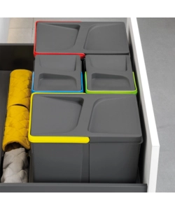 CONTENITORI PER RACCOLTA DIFFERENZIATA 12L+12L+6L+6L PER MODULO 90 CM, EMUCA