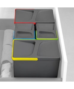 CONTENITORI PER RACCOLTA DIFFERENZIATA 12L+12L+6L+6L PER MODULO 90 CM, EMUCA