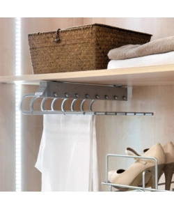 PORTA PANTALONI SX ESTRAIBILE PER ARMADIO GRIGIO METALLIZZATO - EMUCA.