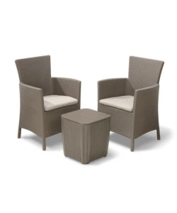 SET DA GIARDINO "IOWA BALCONY" CON 2 POLTRONE E TAVOLO, COLOR COLOR CAPPUCCINO - KETER