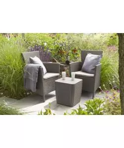SET DA GIARDINO "IOWA BALCONY" CON 2 POLTRONE E TAVOLO, COLOR COLOR CAPPUCCINO - KETER