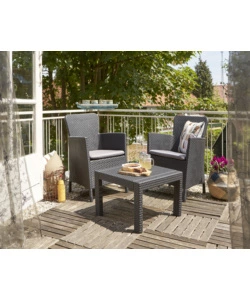 SET DA GIARDINO "SALVADOR BALCONY" CON 2 POLTRONE E TAVOLO, COLORE GRAFITE - KETER