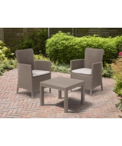 SET DA GIARDINO "SALVADOR BALCONY" CON 2 POLTRONE E TAVOLO, COLORE CAPPUCCINO - KETER