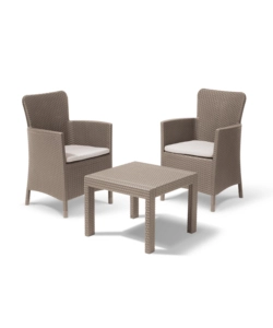 SET DA GIARDINO "SALVADOR BALCONY" CON 2 POLTRONE E TAVOLO, COLORE CAPPUCCINO - KETER