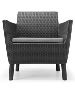SET DA GIARDINO KETER "SALEMO BALCONY" CON 2 POLTRONE E TAVOLO 39X39  CM, COLORE GRAFITE - KETER