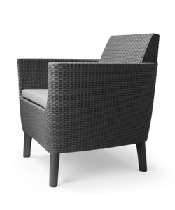 SET DA GIARDINO KETER "SALEMO BALCONY" CON 2 POLTRONE E TAVOLO 39X39  CM, COLORE GRAFITE - KETER