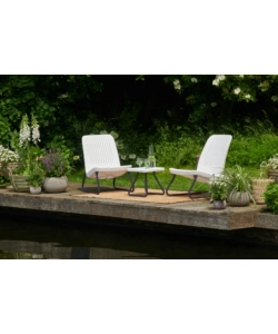 SET DA GIARDINO "RIO BALCONY" CON 2 POLTRONE E TAVOLO, COLORE BIANCO - KETER