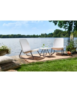 SET DA GIARDINO "RIO BALCONY" CON 2 POLTRONE E TAVOLO, COLORE BIANCO - KETER