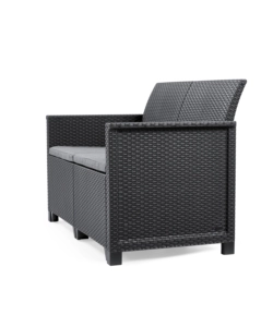 SET DA GIARDINO KETER "EMMA LOUNGE" CON DIVANO 2 POSTI, COLORE GRAFITE - KETER