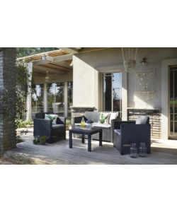 SET DA GIARDINO "ALABAMA LOUNGE" CON DIVANO 2 POSTI, COLORE GRAFITE - KETER