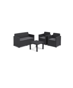 SET DA GIARDINO "ALABAMA LOUNGE" CON DIVANO 2 POSTI, COLORE GRAFITE - KETER