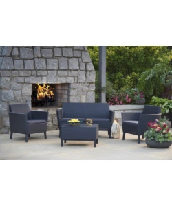 SET DA GIARDINO "SALEMO LOUNGE" CON 2 POLTRONE, DIVANO A 2 POSTI E TAVOLINO, COLORE GRAFITE - KETER