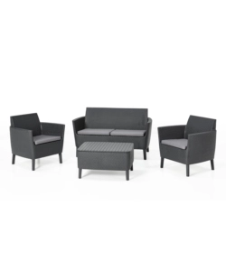 SET DA GIARDINO "SALEMO LOUNGE" CON 2 POLTRONE, DIVANO A 2 POSTI E TAVOLINO, COLORE GRAFITE - KETER