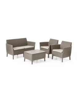 SET DA GIARDINO "SALEMO LOUNGE" CON 2 POLTRONE, DIVANO A 2 POSTI E TAVOLINO, COLORE CAPPUCCINO - KETER