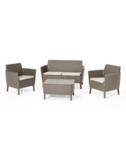 SET DA GIARDINO "SALEMO LOUNGE" CON 2 POLTRONE, DIVANO A 2 POSTI E TAVOLINO, COLORE CAPPUCCINO - KETER