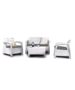 SET DA GIARDINO KETER "CORFU LOUNGE" IN POLIPROPILENE BIANCO 4 SEDUTE E TAVOLINO