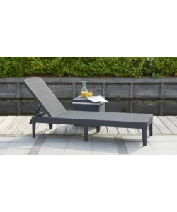SDRAIO LETTINO PRENDISOLE "JAIPUR SUNLOUNGER" COLORE GRAFITE CON CUSCINO, 187X58X29 CM - KETER