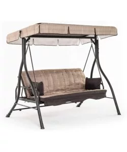 DONDOLO "ZANZIBAR" TRE POSTI CON STRUTTURA IN METALLO DI COLORE BEIGE.